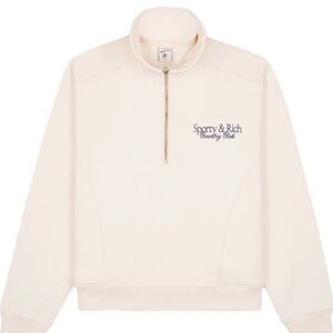 ✨ Sporty & Rich Half Zip Pullover Sweatshirt – Cream (Size M)
